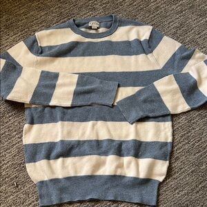 Jcrew Blue and White Crewneck Sweater